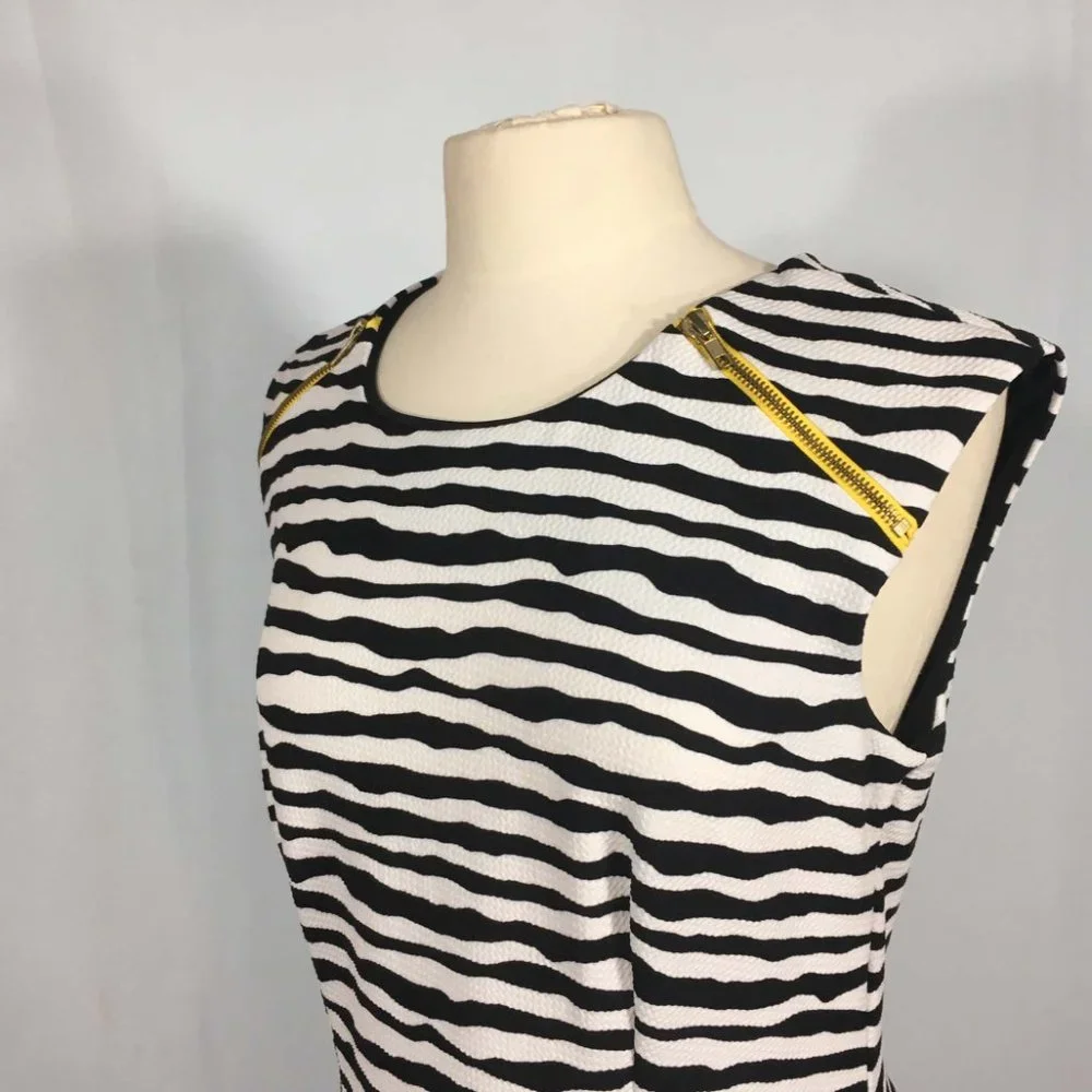 Karin Stevens Black White Striped Dress, Zebra,‎ 12